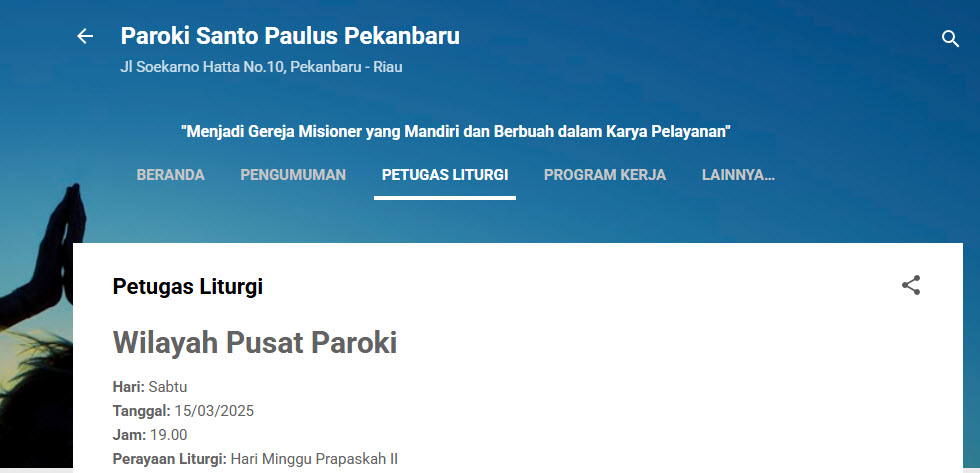 Blog Paroki Santo Paulus Pekanbaru